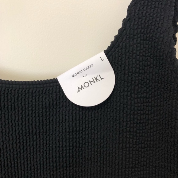 Monki Maj-Lis Swimsuit in L, Black Ribbed Fabric - Picture 2 of 4